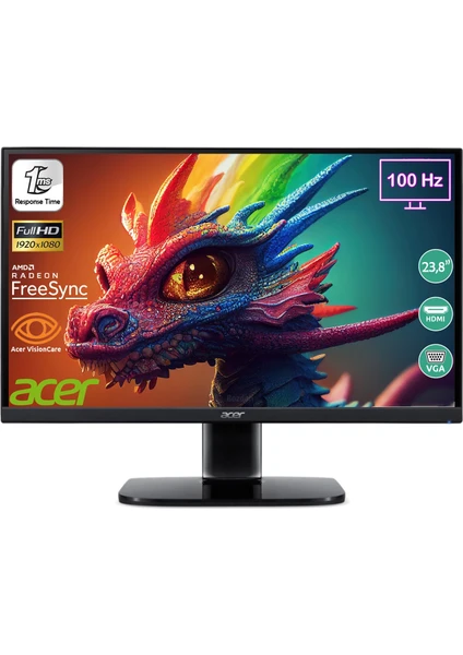 KB242YH 23,8" 100Hz 1ms (Hdmı + Vga) Freesync Zeroframe Full Hd Va Monitör UM.QK2EE.H01