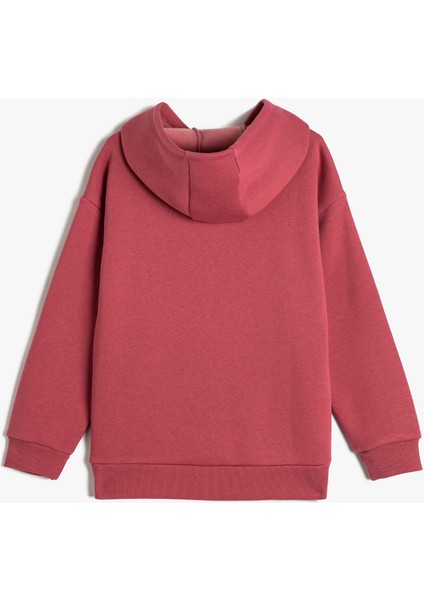 Kapşonlu Sweatshirt Kaykay Temalı Uzun Kollu Şardonlu