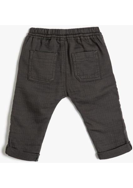 Pantolon Cep Detaylı Beli Bağlamalı Düğme Detaylı Pamuklu fiyatları