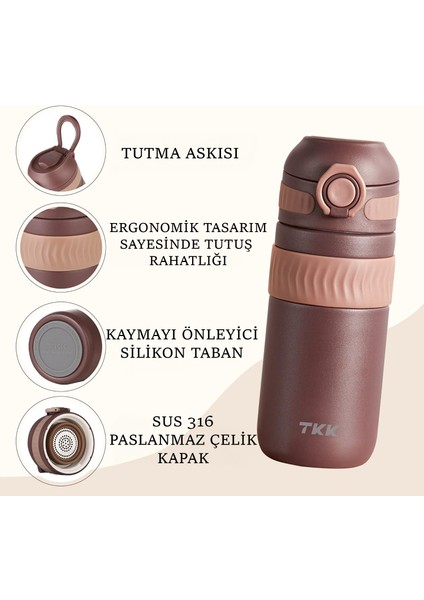 Tkk 450ML Rahat Içim Çift Yalıtımlı Paslanmaz Çelik Termos