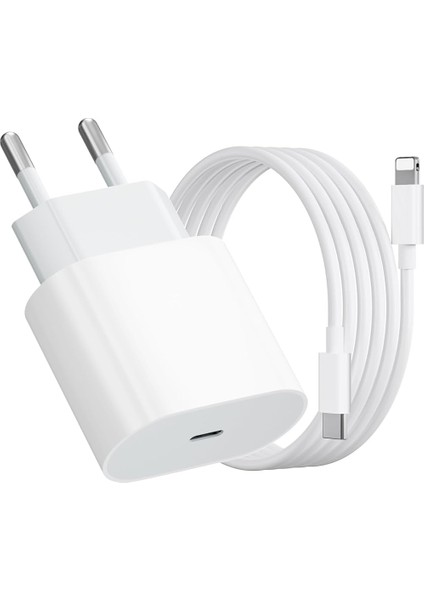iPhone 20W Hızlı Şarj Cihazı ve USB C Lightning Şarj Kablosu Seti
