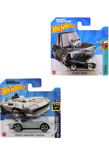 Fast & Furious Set - Chevrolet Corvette Grand Sport Roadster & '70 Dodge Charger Tooned