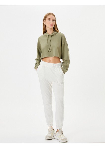 Spor Crop Kapşonlu Oversize Sweatshirt Modal Kumaş Uzun Kollu fiyatları