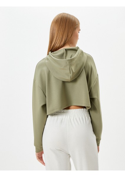 Spor Crop Kapşonlu Oversize Sweatshirt Modal Kumaş Uzun Kollu fırsatları