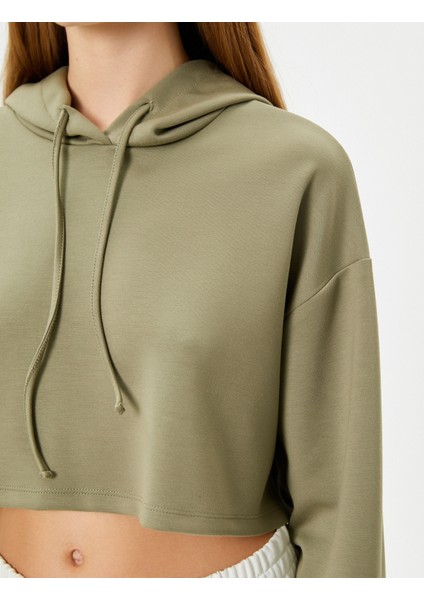 Spor Crop Kapşonlu Oversize Sweatshirt Modal Kumaş Uzun Kollu indirimleri