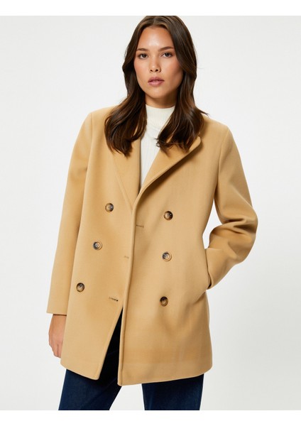 Kaşe Kaban Kruvaze Düğmeli Cep Detaylı fiyatları