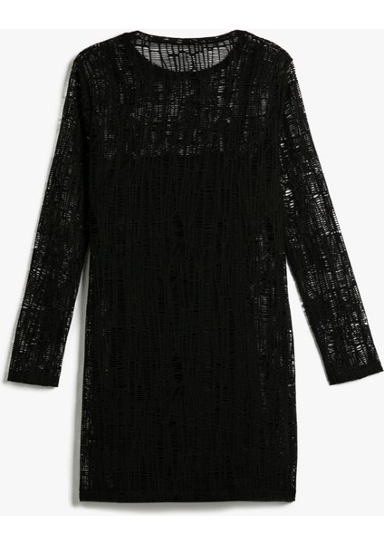 Midi Elbise Uzun Kollu Bisiklet Yaka Ajurlu fiyatları