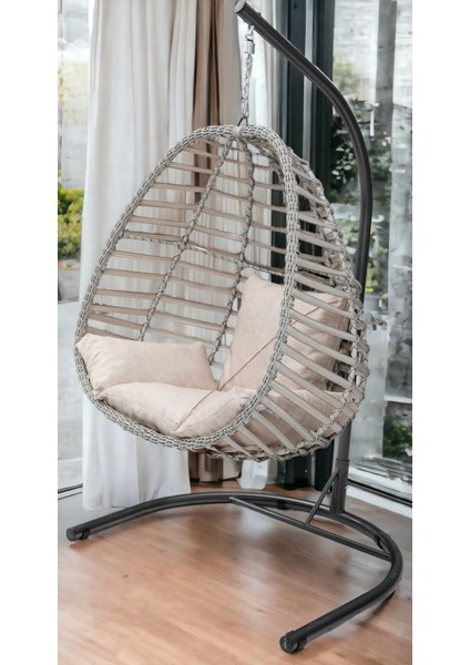 TU TİENDA RATTAN TEK KİŞİLİK BAHÇE BALKON EV SALINCAĞI,BEYAZ