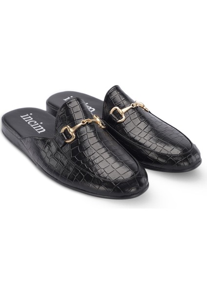 Incim ®| Rock Erkek Siyah Kroko Rahat Hafif Konforlu Misafir Ev Bohça Çeyiz ve Damat Terliği 355
