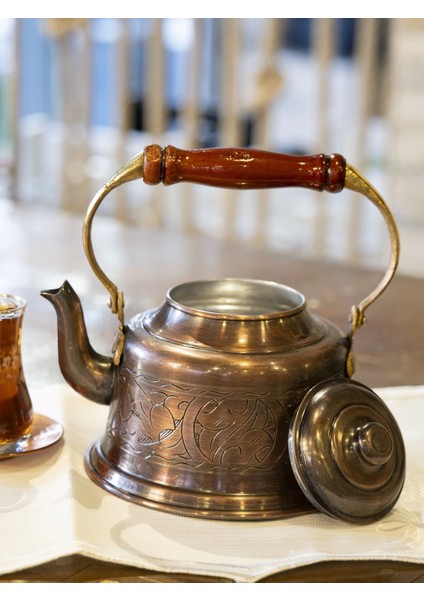 Bakır Demlik İşlemeli Maraş Demlik Oksit Renk Bakır Uçlu