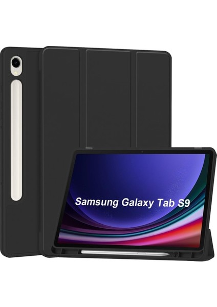 Samsung Galaxy Tab S9 Pu Derisi Pe Deri Için Üç Katlı Stand Kılıfı (Yurt Dışından)