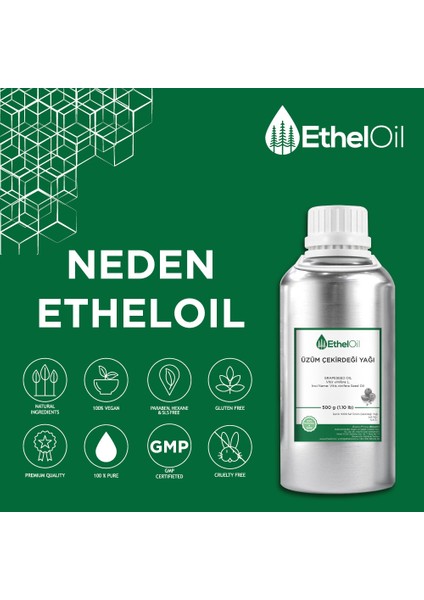 Üzüm Çekirdeği Sabit Yağı - Etheloil – 500 gr - %100 Saf ve Sabit Yağ – Üretici Firma, Yüksek Kalite, Toptan Satış - Grapeseed Oil- Vitis Vinifera L.