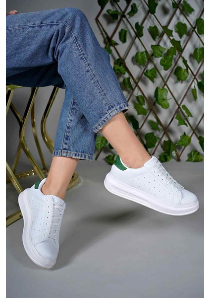 Incim ®| Medusa Kadın Beyaz-Yeşil Kalın Yüksek Taban Hafif Günlük Yürüyüş Spor Ayakkabısı ve Sneaker fiyatları