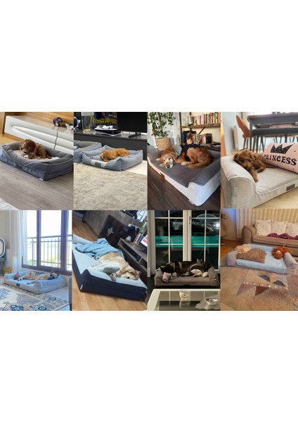 Bolster Üst Kalite Köpek Yatağı 6,5-10CM Süngerli Sıvı Geçirmez Alezli. %100 Elyaflı. 2 Fermuarlı