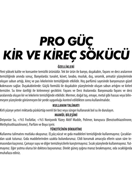Pro Güç Kir ve Kireç Sökücü 1000 ml 2 Adet modelleri