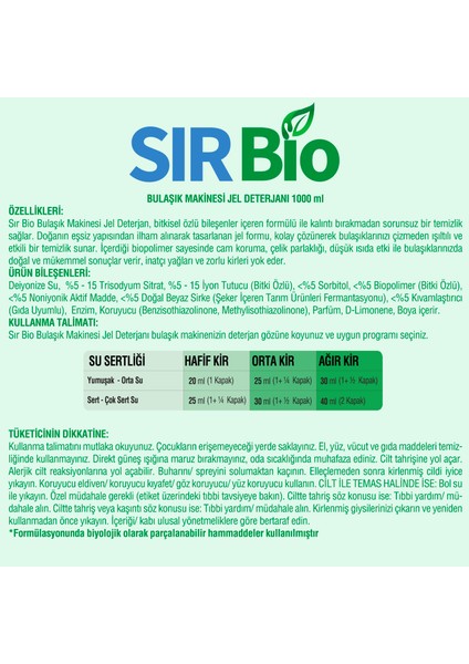 Sır Bio Bulaşık Makine Deterjanı 1000 ml 4'lü