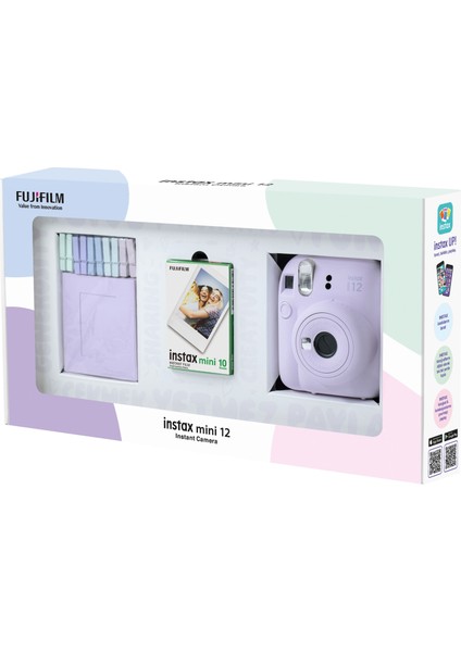 Instax Mini 12 Lila Fotoğraf Makinesi 10'lu Film ve Mandal Bundle Box fiyatları
