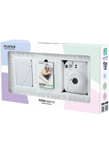 Instax Mini 12 Beyaz Fotoğraf Makinesi 10'lu Film ve 28'li Mini Albüm Bundle Box fiyatları