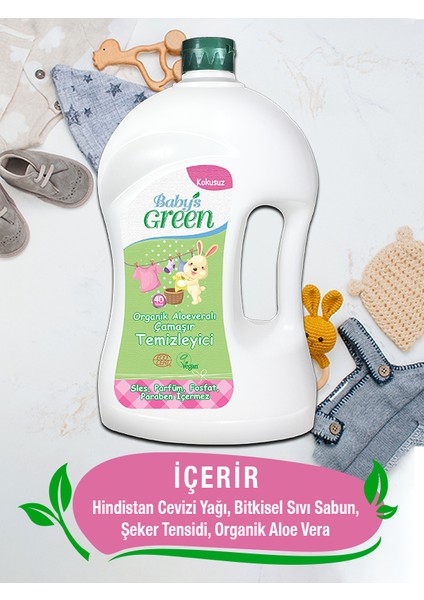 Organik Aloe Veralı Kokusuz Bebek Çamaşır Deterjanı 1,5 lt x 2 (80 Yıkama)