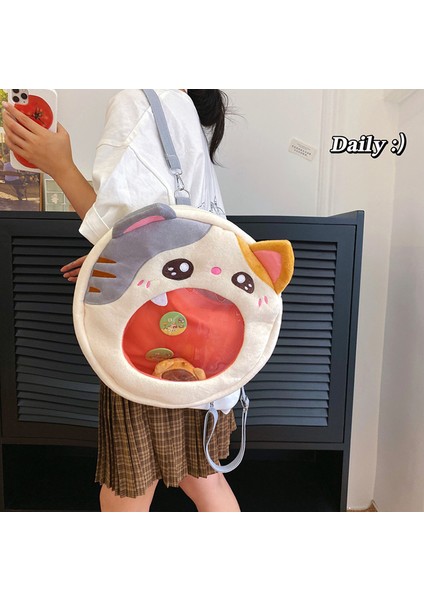 Yeni Peluş Çanta Kadın Japon Taze Sevimli Kedi Şeffaf Küçük Sırt Çantası Karikatür Sevimli Sırt Çantası Bebek ile (Yurt Dışından)