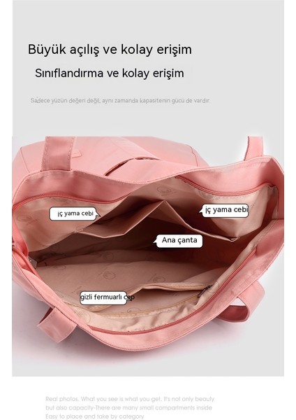 Çanta Kadın Büyük Kapasite 2023 Yeni Tide Yaz Moda Kadın Çantası Rahat Omuz Çantası Alışveriş Çantası Saf Renk Tite Çantası (Yurt Dışından) modelleri