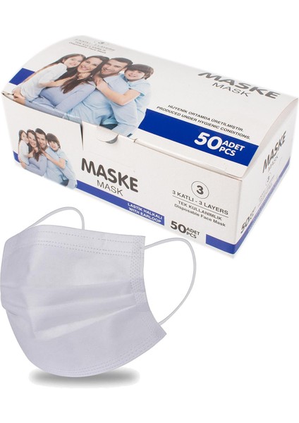 Utrasonik 3 katlı Telli Medikal Maske 50 Ad