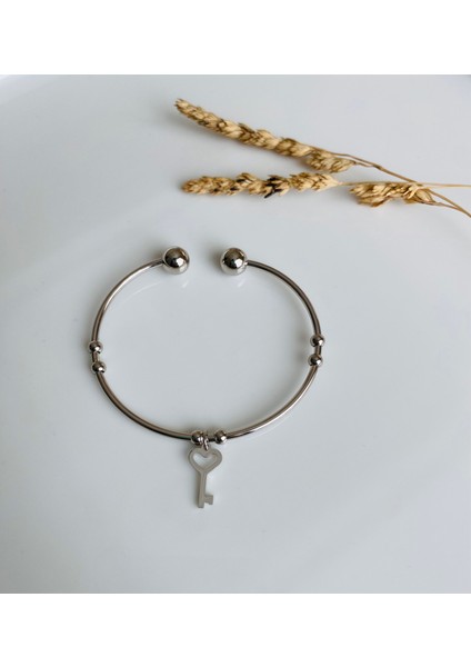 Paslanmaz Çelik Silver Figürlü Ayarlanabilir Bilezik