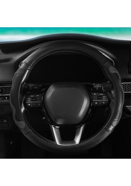 3D Silikon-Karbon Lüks Geçmeli Direksiyon Kılıfı / Siyah Füme indirimleri