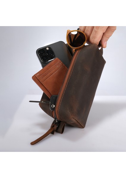 Design Craft Hakiki Deri Erkek El Çantası Dopp Kit