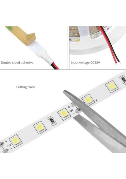 Şerit LED Işık Seti Gün Işığı Mutfak Tezgah Çalışma Masası Tv Arkası Butonlu 2.5 Metre