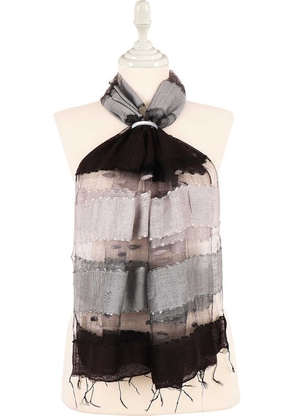 Siyah Gri Degrade Kozalı Fular