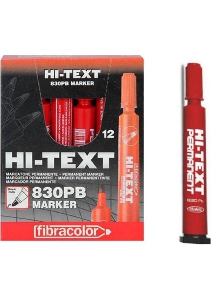 12'li Hı-Text 830PB Permanent Marker Kırmızı Yuvarlak Uç