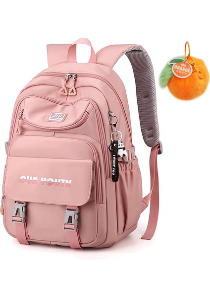 Jıanglıda Düz Renk Üniversite Öğrencisi Okul Çantası - Pembe (Yurt Dışından)