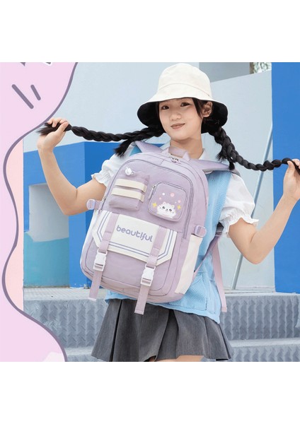 Jıanglıda Çok Cepli Karikatür Öğrenci Okul Çantası - Pembe (Yurt Dışından) modelleri