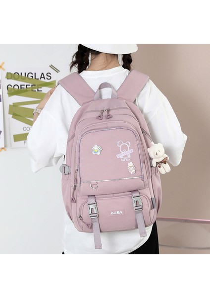 Jıanglıda Ayı Desenli Öğrenci Okul Çantası - Pembe (Yurt Dışından) modelleri
