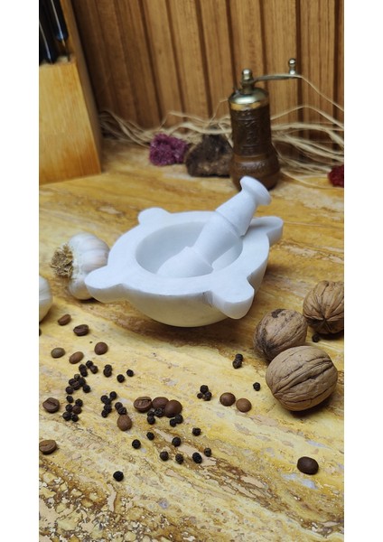 Mermer Kulaklı Havan Seti Doğaltaş 10CM Beyaz fiyatları