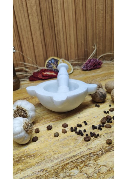 Mermer Kulaklı Havan Seti Doğaltaş 10CM Beyaz fırsatları