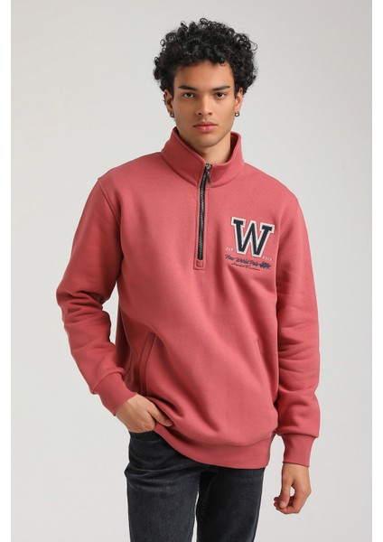 Half-Zip Kestane Slim Fit Half-Zip Sweatshırt 23FWM64065 fiyatları