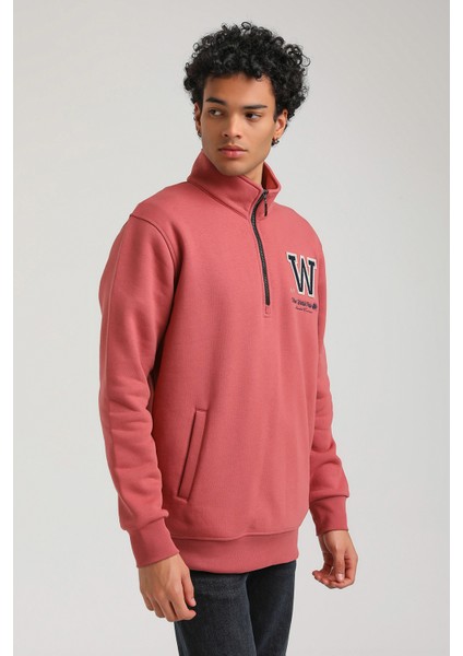Half-Zip Kestane Slim Fit Half-Zip Sweatshırt 23FWM64065 modelleri