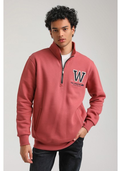 Half-Zip Kestane Slim Fit Half-Zip Sweatshırt 23FWM64065 indirimleri