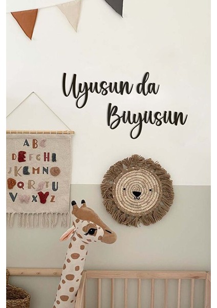 Ahşap Dekoratif Duvar Yazısı - Çocuk/bebek Odası - Uyusun Da Büyüsün