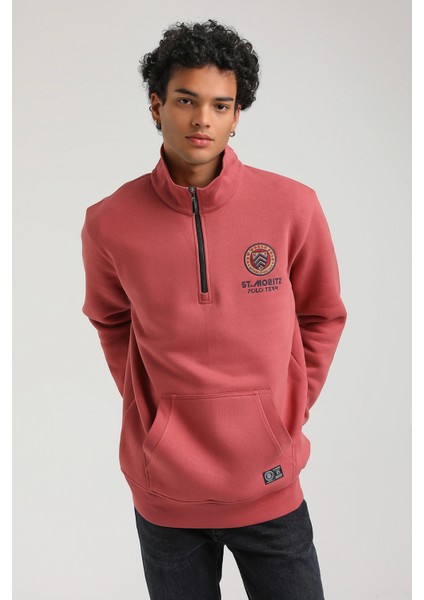 Half-Zip Kestane Slim Fit Half-Zip Sweatshırt 23FWM64064 fiyatları