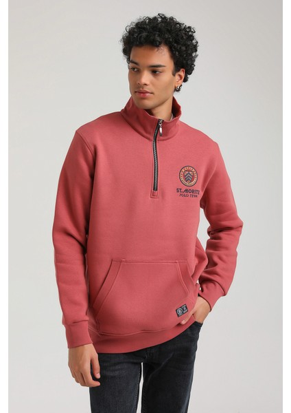 Half-Zip Kestane Slim Fit Half-Zip Sweatshırt 23FWM64064 modelleri