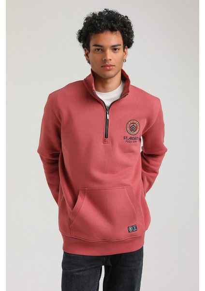 Half-Zip Kestane Slim Fit Half-Zip Sweatshırt 23FWM64064 fırsatları