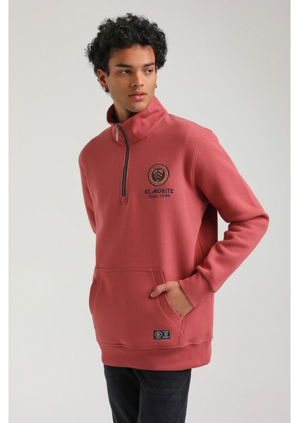 Half-Zip Kestane Slim Fit Half-Zip Sweatshırt 23FWM64064 indirimleri