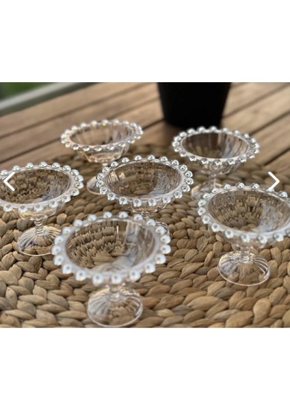 Boncuklu Ayaklı Plastik Mika Lokumluk Mini Sunumluk 6'lı