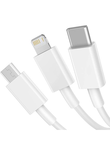 3in1 To Usb Micro Lightning Type-C 18W Şarj Cihazı İphone Samsung Xiaomi Huawei Uyumlu Şarz Aleti