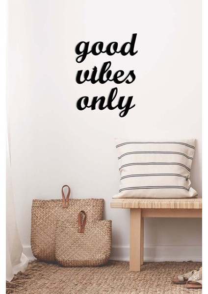 Ahşap Dekoratif Duvar Yazısı - Good Vibes Only