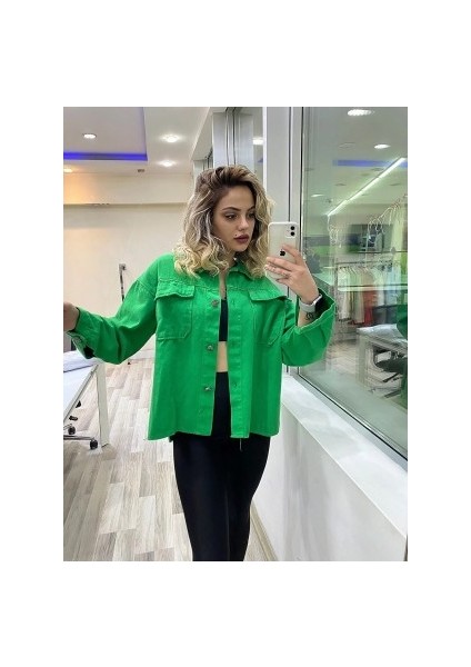 Kadın Oversize Rahat Kalıp Uzun Kollu Cepli Gömlek Ceket (Renk Seçenekli) fiyatları