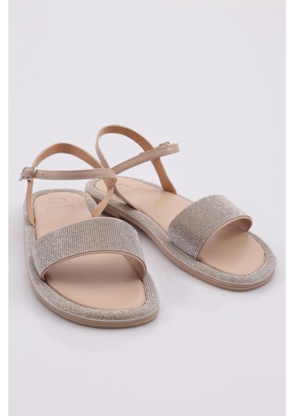 3051 Kadın Düz Taban Taşli Sandalet